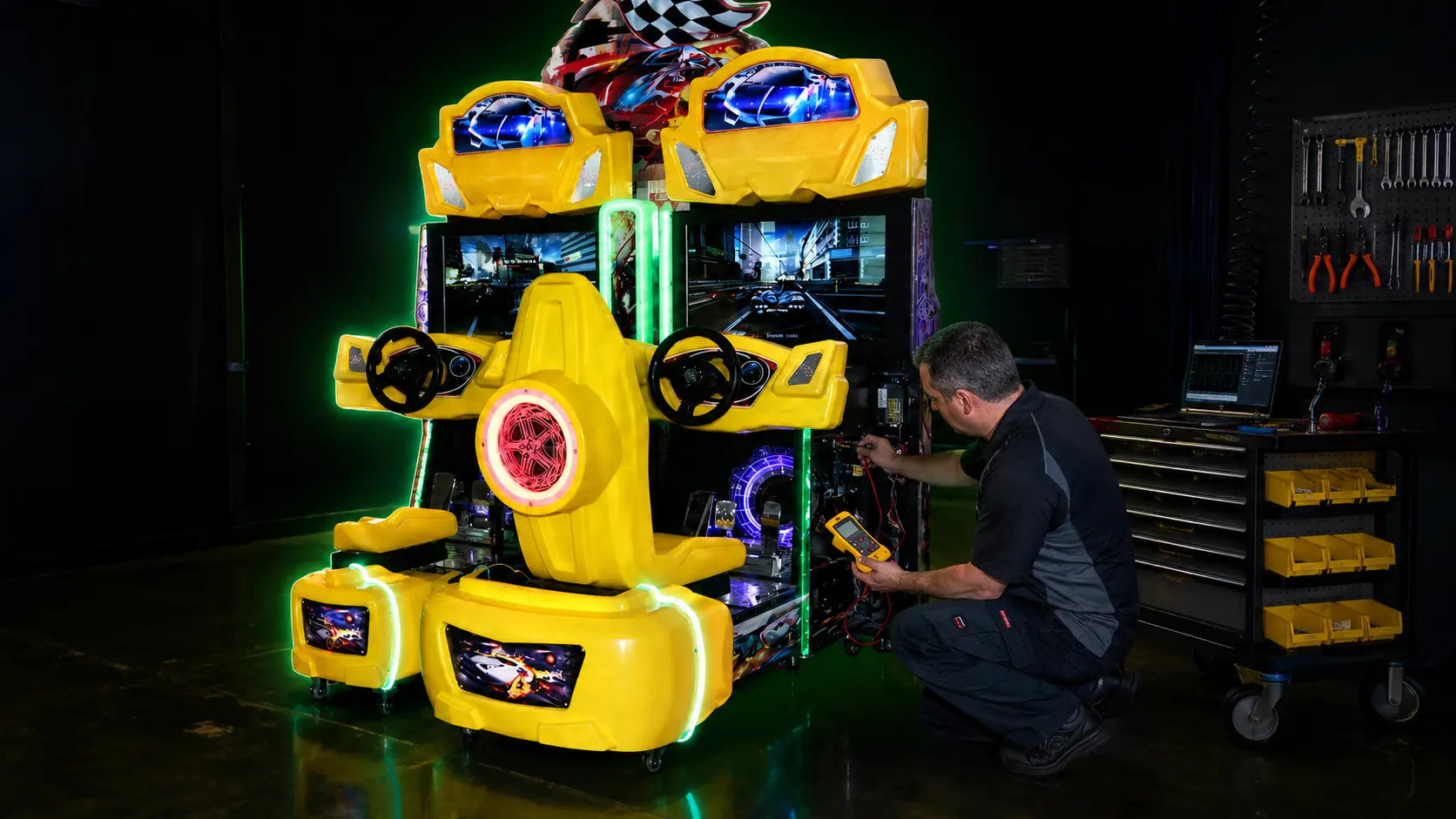 Arcade machine diagnostics scene