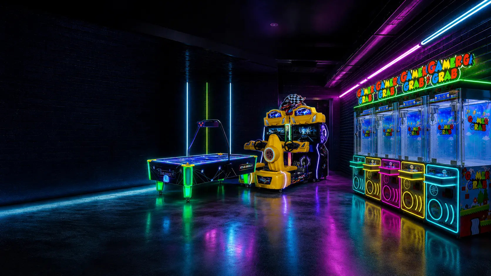 Real-machine neon showroom